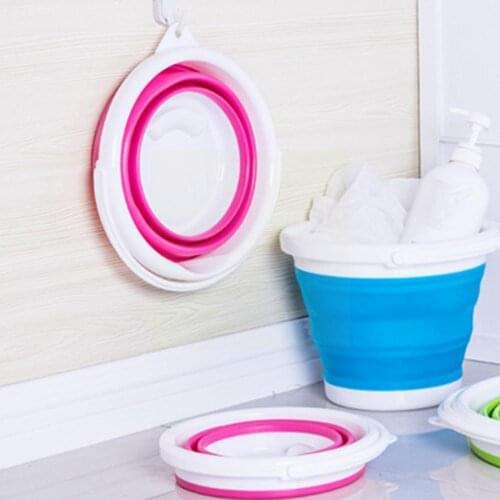 10L/5L/3 Folding Bucket Portable Folding Bucket Lid Car Silicone Outdoor Storage Travel Fishing Home Wash Bucket Children H4J0