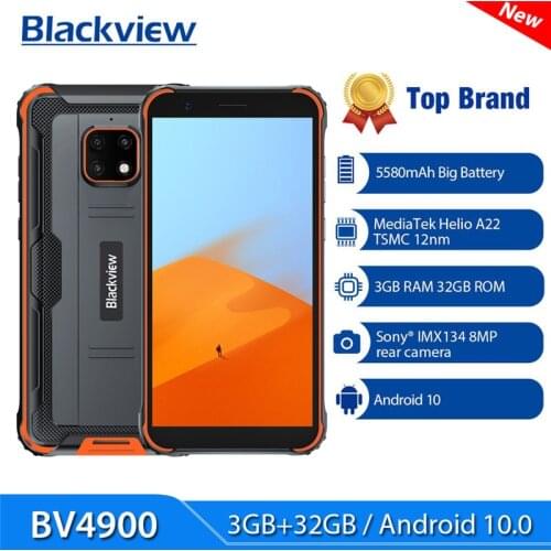 Blackview BV4900 Android 10 Rugged IP68 Waterproof Smartphone 3GB RAM 32GB ROM IP68 Mobile Phone 5580mAh 5.7'' NFC Cellphone