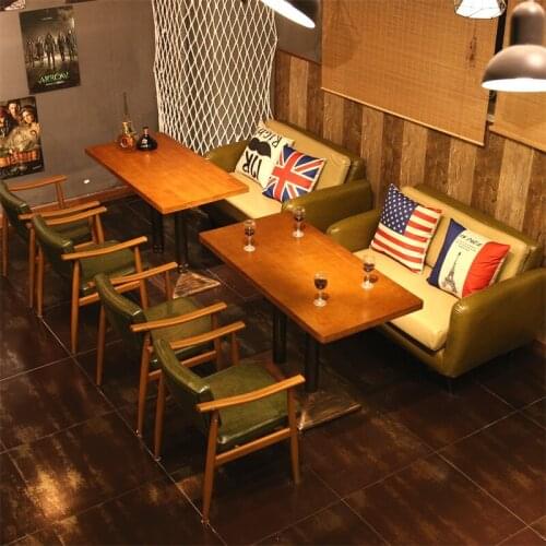 Retro Bar Western Food Cafe Card Seat Sofa Table Chair Combination Milk Tea Shop Tea Restaurant Dessert Shop Tables and Chairs