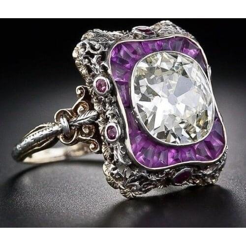 Vintage Exaggerated Beautiful Cut Zircon Rings For Women Men Fashion Silver Color Female Jewelry Party Accessories Boho Gift