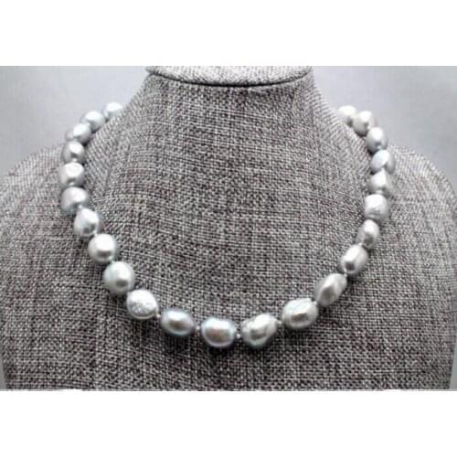 18INCH 11-12 mm SOUTH SEA BAROQUE GREY PEARL NECKLACE