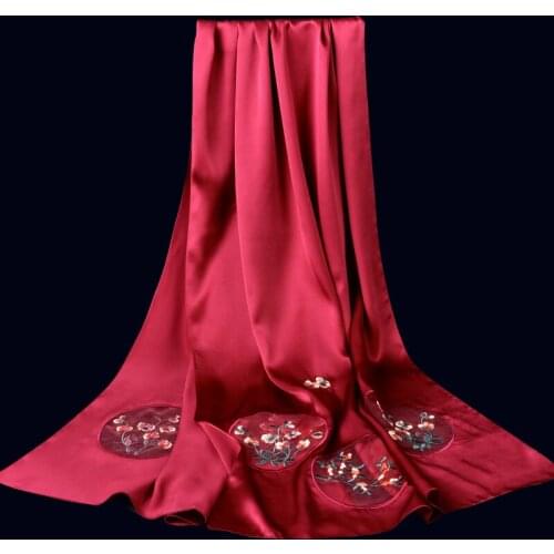 Ladies 100% Pure Silk Scarf Luxury Brand 2021 Hangzhou Silk Shawls and Wraps for Women Embroidery Long Natural Real Silk Scarves