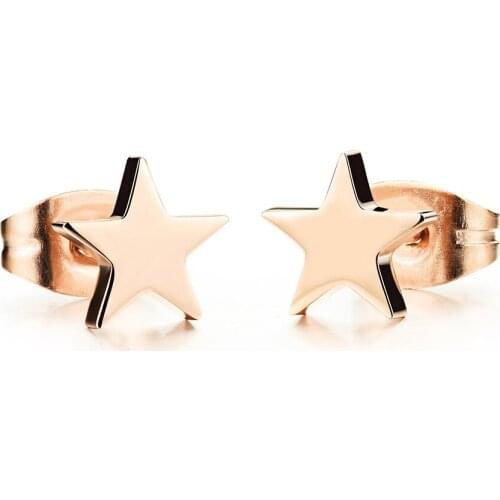 Brand Rose Gold Color Romantic Star Girl Earrings Stainless Steel Trendy Stud Earrings For Women Gifts Oorbellen E17102