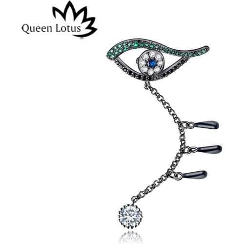 Queen Lotus AAA Cubic Zircon Earrings for Women Fashion Stud Earrings Evil Eye Crystal Pendant Earrings 1 PC Jewelry for Party