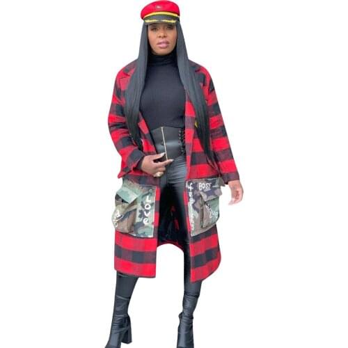 Women Print Letter Long Jacket Coat