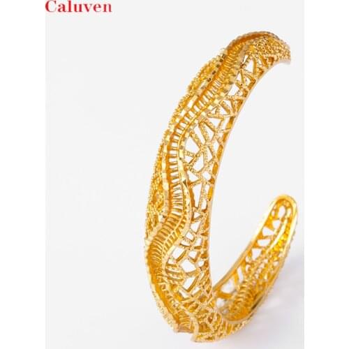 1pcs wholesale Ethiopian bride Bangles for women Gold color Dubai bracelet&Bangle arabic african luxury jewelry gift