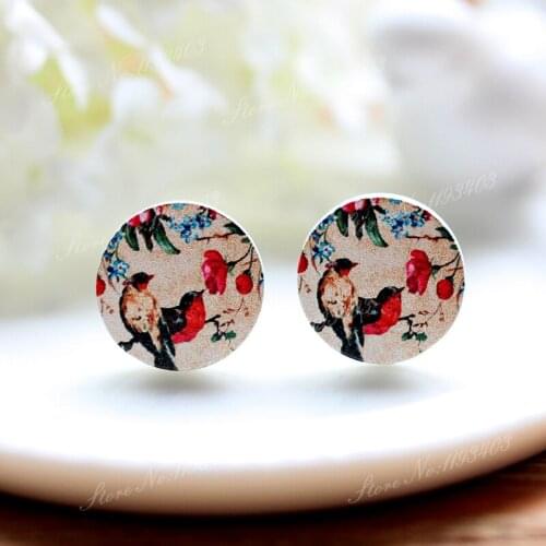 16mm Bird Round High Quality Photo Wood Laser Cut Cabochon to make Rings, Earrings,Bobby pin,Necklaces, Bracelets-(WEH-348)