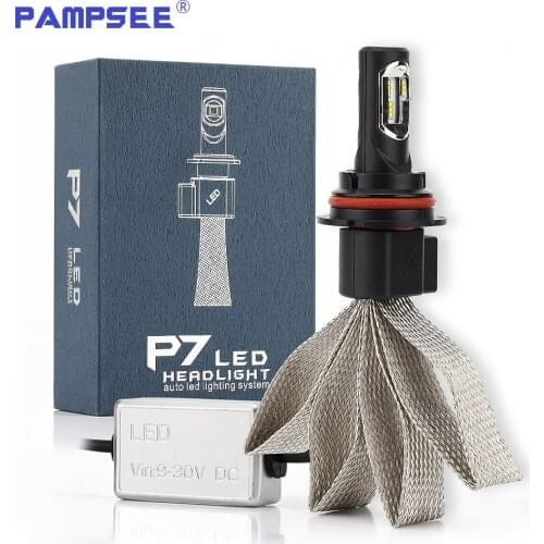 2Pcs P7 ZES Chip H4 H13 9004 9007 60W LED Car Headlight Kits Far & Near Auto Driving Bulbs Dipped/High Beam SUV Fog Lamp Fanless