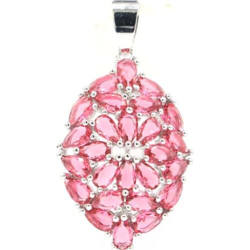 45x35mm SheCrown Anniversary Created Green Peridot Womans Wedding Silver Pendant