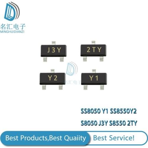 50PCS S8050 J3Y S8550 2TY SS8050 Y1 SS8550 Y2 SOT23 SMD transistor
