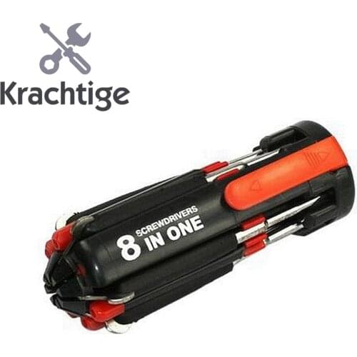 8 In 1 Screwdriver Craftsman Repair Hardware Tools Set Kit with LED Light Portable Multifunction Household Screwdriver