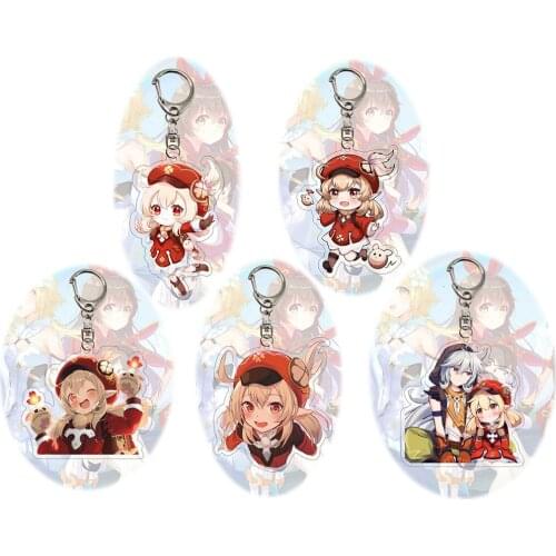 Anime Keychain Genshin Impact KLEE Venti Player Diluc Klee Man Key Chain For Womens Cute Bag Pendant Key Chain Keyring Gift