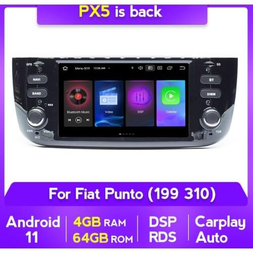 4+64G Android11 Car Radio Multimedia Gps Navigation for Fiat Linea Punto EVO 2012 2013 2014 2015 carplay+auto DSP RDS WIFI