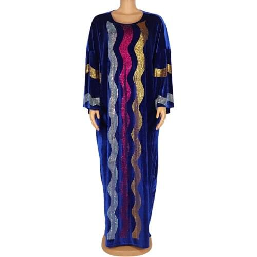 Velvet African Dresses For Women Spring Autumn Long Sleeve Africa Clothing Muslim Long Maxi Dress Fashion African Dress Abaya