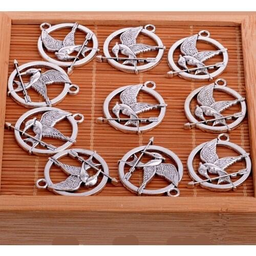 Bespmosp 10PC Vintage Bird Arrow Charms Pendants Bracelet Necklace Charm Women Jewelry Making Accessories DIY Xmas Fashion Gifts