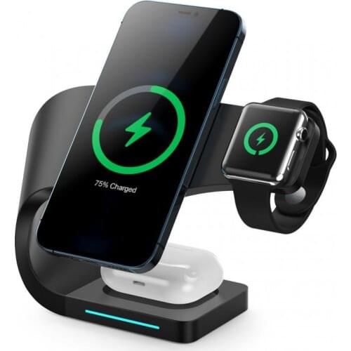 2021 4 In 1 Wireless Charger Dock Station For IPhone/Android Phones 15W Magnetic Wireless Fast Charging For Apple Watch Airpods