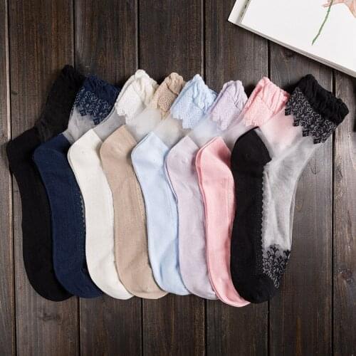 Big Sales Fashion Womens Socks Transparent Japan Korean Style Lace Socks Soft Attractive Comfortable High Qualith Womens Socks