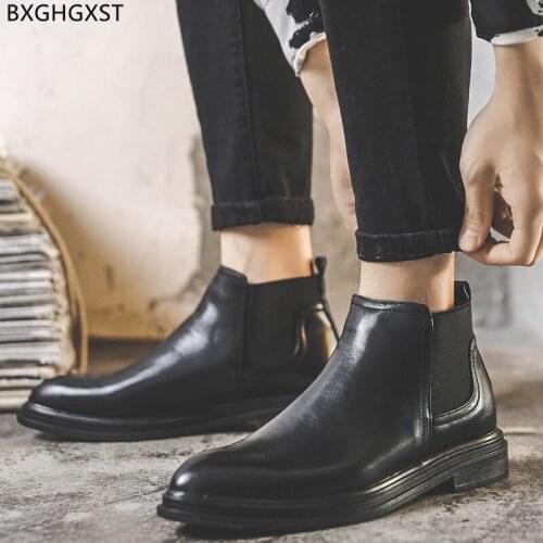 Brown Leather Boots for Men Male Barefoot Shoes Man Designer Black Chelsea Boots Men Casual Shoes Ankle Boots for Man 2021