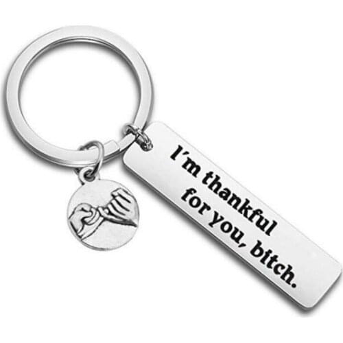 Friendship Keychain - Funny Gift For Friends. I'm Thankful For You Stainless Steel Key Chains