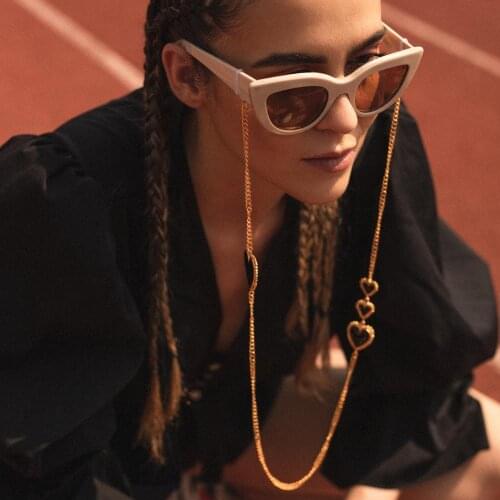 Mens Accessories 2021 Fashion Black Red White Heart Sunglasses Chain for Women Multi Function Chain for Mask Gold Chain Glasses