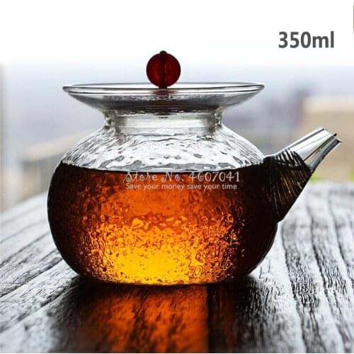 350ml Japanese style Glass teaware Heat-resistant glass teapot small hammered sterling Pattern pot tea accessories