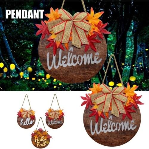 Wooden Welcome Sign With Lights Glowing Halloween Theme Hanging Ornament For Home Garden Porch Decoration Wall Decor