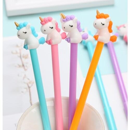 Ellen Brook 1 Piece Gel Pens Korean Cartoon Creative Unicorn Neutral Pen Student Writing Office Stationery Black Signature Pen