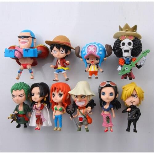 10 pcs Action Figures Anime High Quality one piece 3d fridge magnets Toys