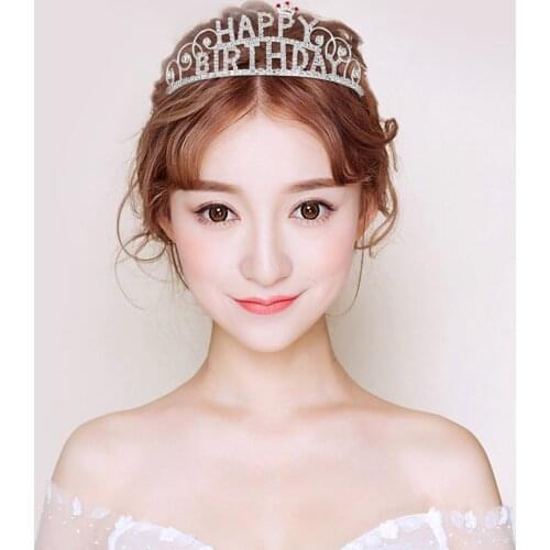 Birthday Wedding Party Party Crown Headband Happy Birthday Silver White Diamond New Wedding Hair Accessories