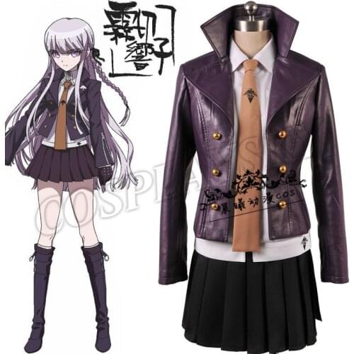 Hot Game Dangan Ronpa Kirigiri Kyouko Cosplay Costumes Faux Leather Fashion Uniform Skirt Full Set Custom-Make Any