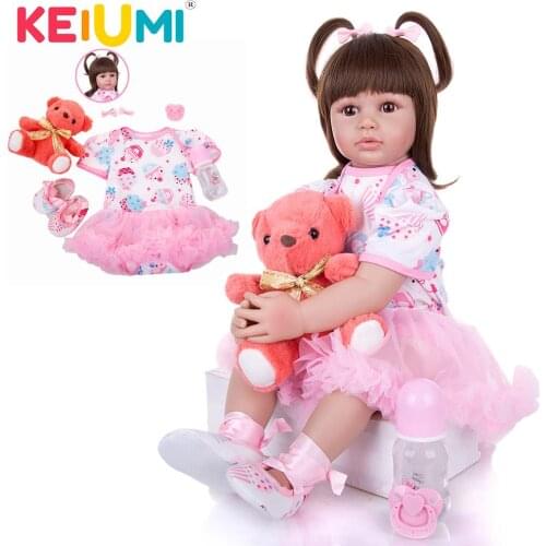 KEIUMI 24 Inch Ice Cream Silicone Reborn Baby Doll Cloth Body Toddler Realistic Vinyl Reborn Bebe Toys For Kids Birthday Gifts