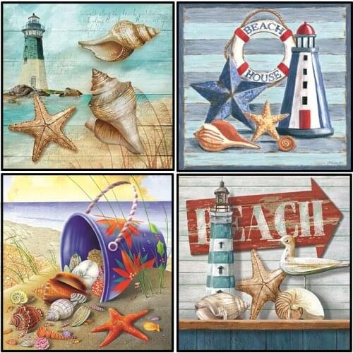 Round/square sea scenic full 5D diy Needlework embroidery resin mosaic diy diamond painting crafts 3d cross stitch kits RA2626