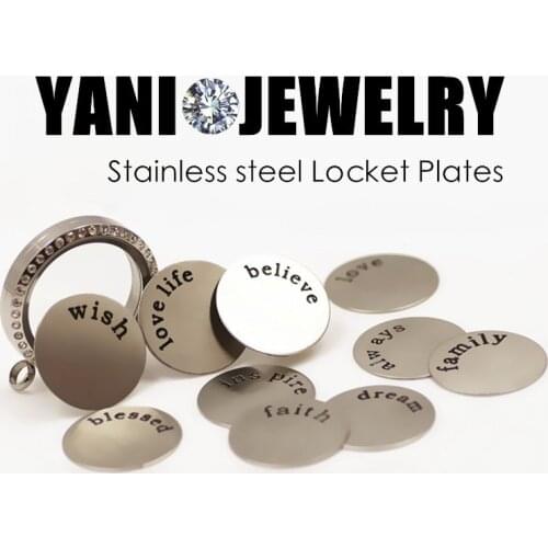50pcs 22mm Round Stainless Steel Floating Plates Charms Mix Stamped Believe Blessed Family Love Window Plates For Glass Locket