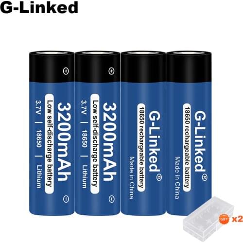 G-Linked Original 18650 3200mAh Rechargeable Battery 18650 Li-ion Battery 3.7V for Flashlight with Storage Box Gift
