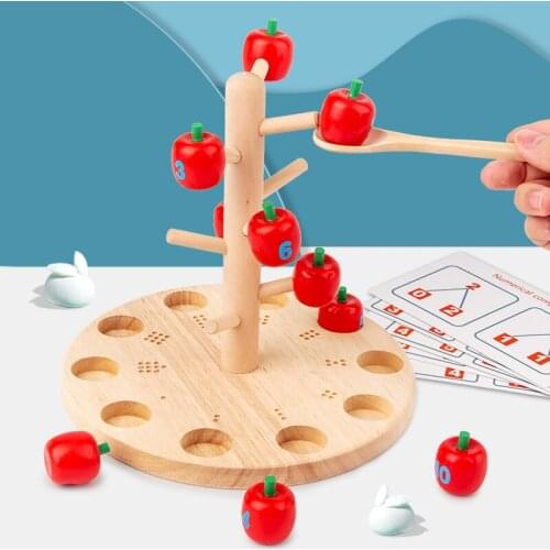 Magnetic Wooden Toys Catch Worm Game Color Cognitive Magnetic Mushrooms Apple Montessori Educational Toy For Children