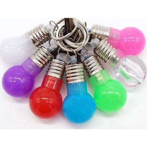 Mini LED Light Bulb Keychain Candy Color Flash Lamp Key Rings Novelty Car Illuminate Pendant Key Chain Gift