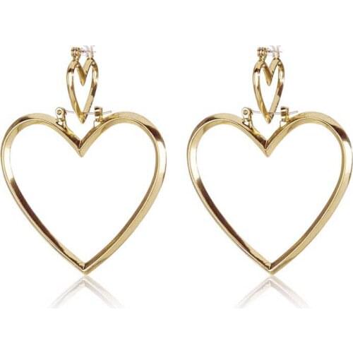 Fashion Big Small Hollow Out Heart Pendant Earrings Charming Women Wedding Party Jewelry Accessories Romantic Valentines Gift