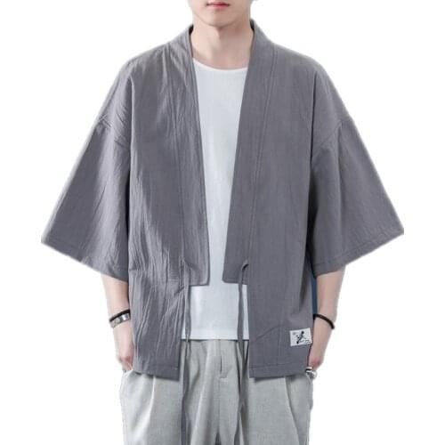 2021 Summer Men Chinese Style Kimono Cardigan Mens Traditional Clothing Top Shirts Male Retro Cotton Casual Beach Clothes