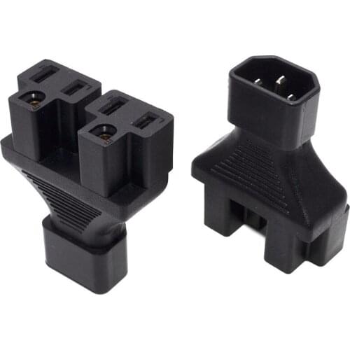 IEC 320 C14 to 2 x Nema 5-15R Y Splitter Adapter C14 To Dual US 5-15R Power Converter 1 TO 2 Plug Connector