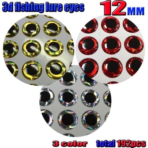 2016 HOT 3d fish eyes 12MM silver 64pcs+ red 64pcs+gold 64pcs in total 192pcs/lot