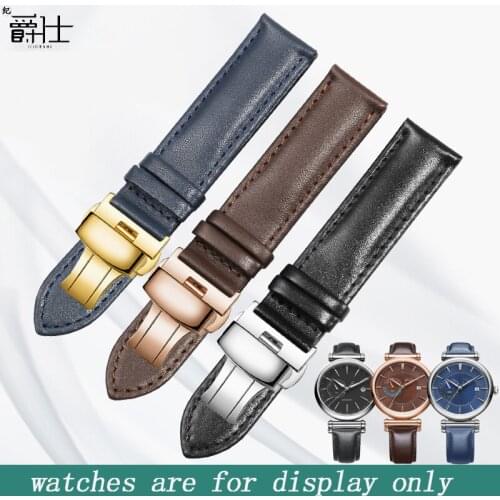 18 20mm Genuine Leather Strap Black Blue Butterlfy Buckle Wristband Replace For FIYTA GA850002/860012/WGA860011 Mens Bracelet