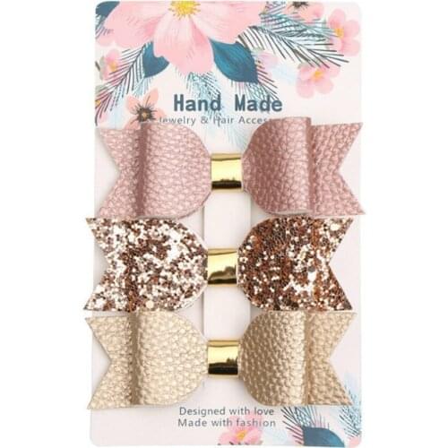 3 Pcs/set Hair Tie Bow For Children Newborn Kids Headwear Baby Girl Accessories Bowknot Solid Hairpin Clip Cute Gift