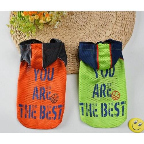 Mesh Fabric Dog Clothes Pet Vest Summer Thin Letter Printing Cat T Shirt Apparel Clothing For Small Dogs Hoody Dogs Sport Shirts