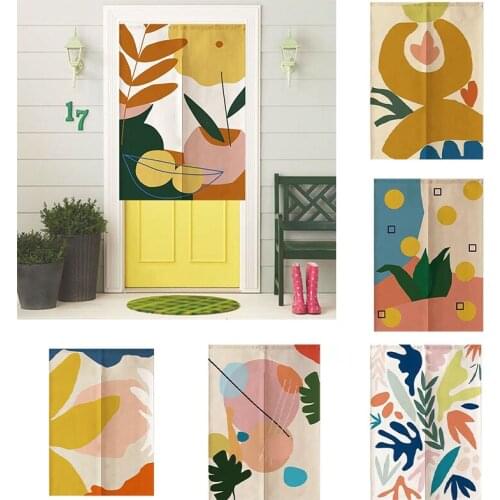 Modern Simple Door Curtain Abstract Color Graffiti Bedroom Blackout Curtain Kitchen Geomantic Curtain Home Decoration