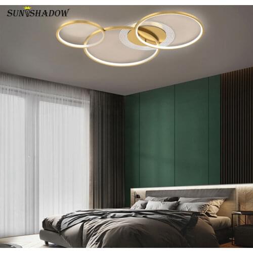 Modern LED Ceiling Light Gold Circle Ring Ceiling Lamp For Living room Dining room Bedroom kitchen Metal Chandelier Ceiling Lamp