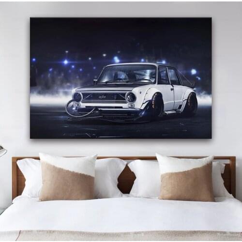 Vaz 2101 mouse sport car tuning art living room decoration home art decor wood frame fabric poster