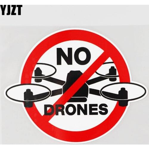 YJZT 14.8CM×11.5CM Decal No Drones Zone Sign Funny PVC Car Sticker 12C-0754