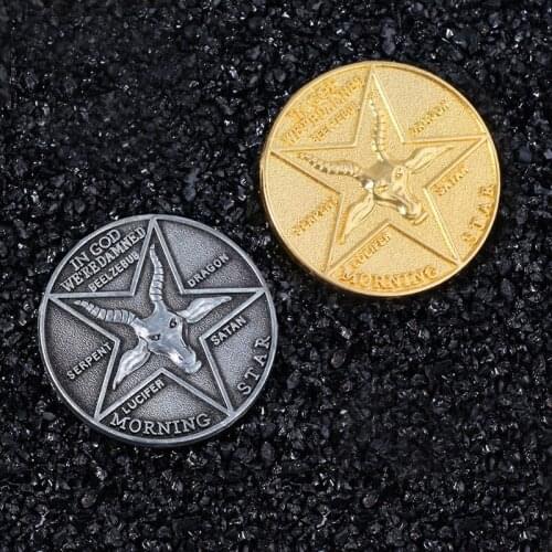 Lucifer Morning Star Satanic Coin Ancient Badge Specie Souvenir Commemorative Coin for Women Men Jewelry with Box