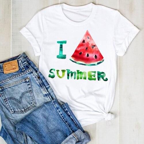 Women Watermelon Sweet Cartoon Print Fruit Beach Ladies Summer T Tee Tshirt Womens Female Top Shirt Clothes Graphic T-shirt