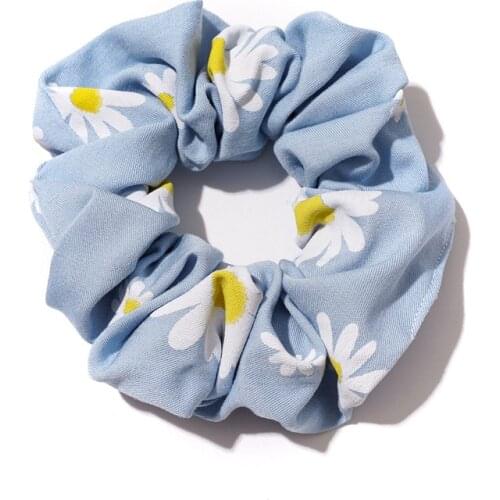 Girls Fashion Sunflowers Elastic Hair Bands Women Cotton Ponytail Hairband Jeans Color Scrunchie Daisy Rubber Bands Accessories